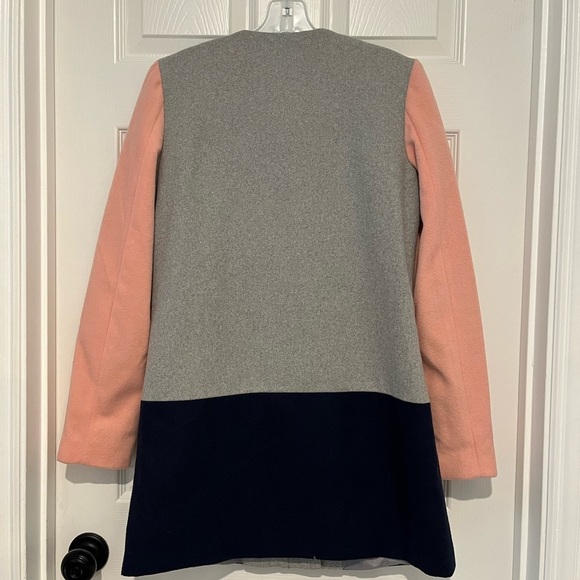 Sabine Colorblock Coat Size Small Pink Gray Navy Collarless - Picture 5 of 5